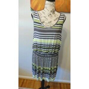 Everlast Women's Striped Sleeveless Tank Dress w/Drop Elasticized Waist. Size XL
